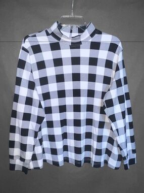 Black & White Check Mock Turtle Neck